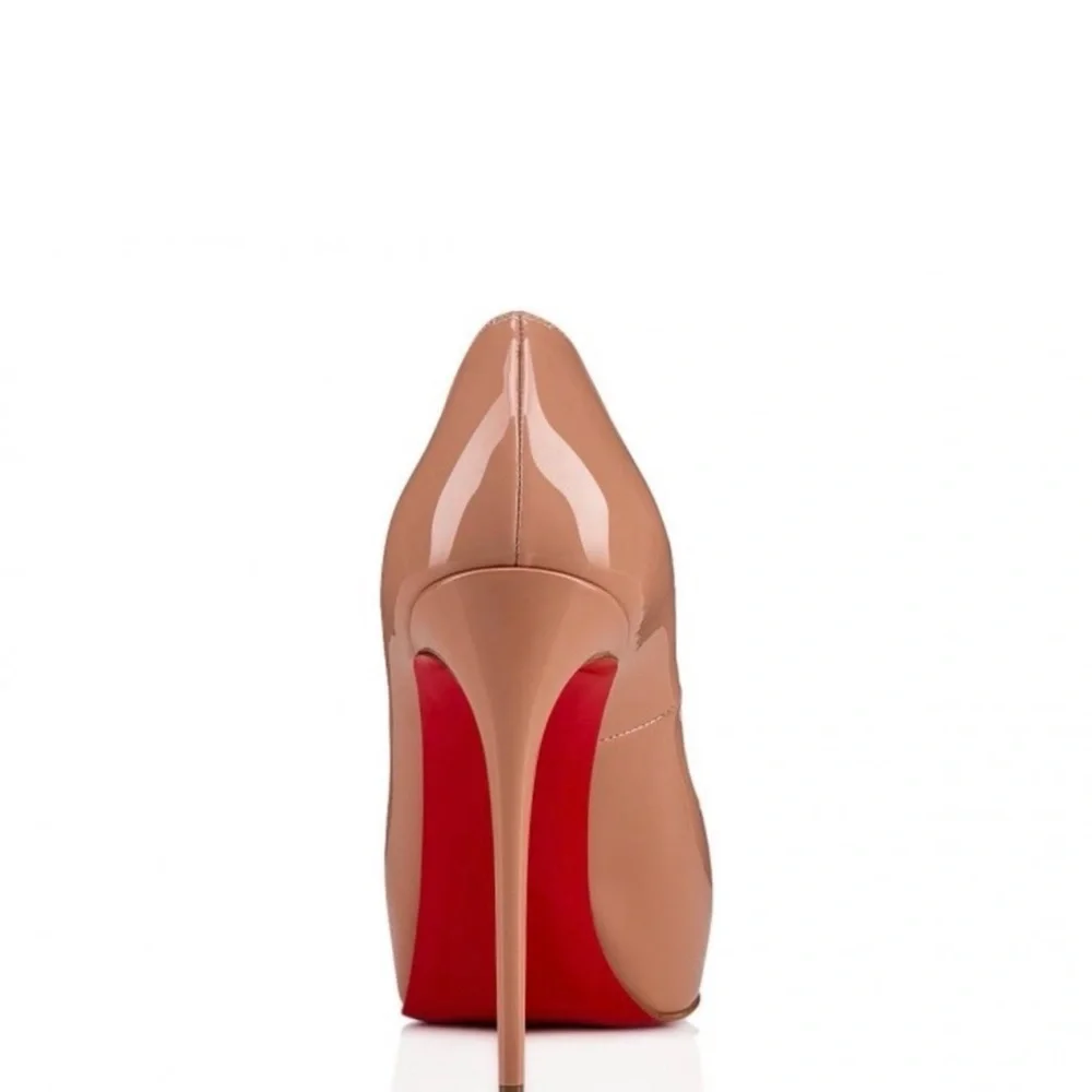 Christian Louboutin Blush Patent Peep Toe Heels Red Bottom Size 41.5 - Picture 4 of 9